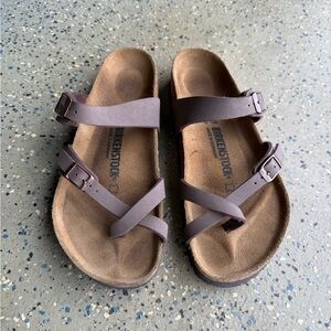 Birkenstock Dark Brown Cross-Strap Sandals